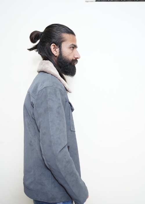 Suede leather With Fur Collar For Men - Image 3