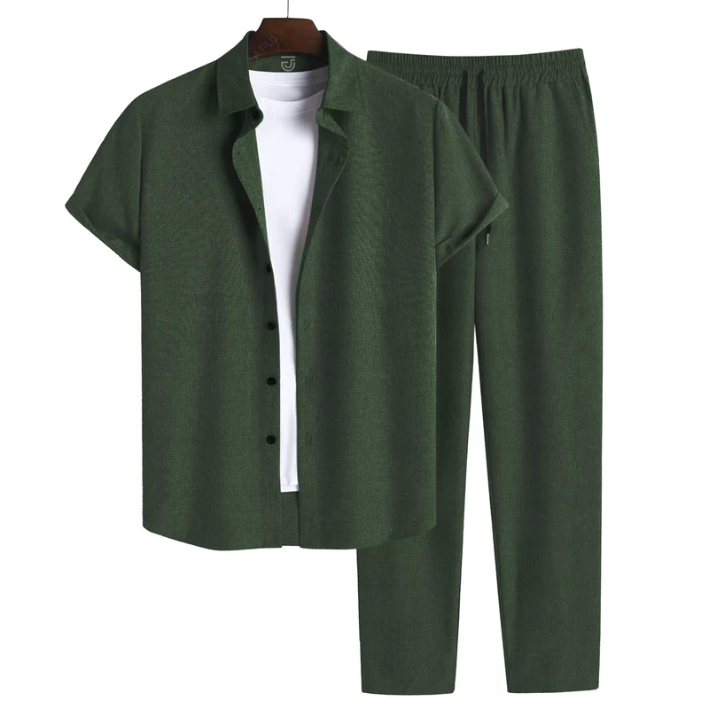 Jupiter Celebrity Unisex French Pique Olive Coord Set - Image 2