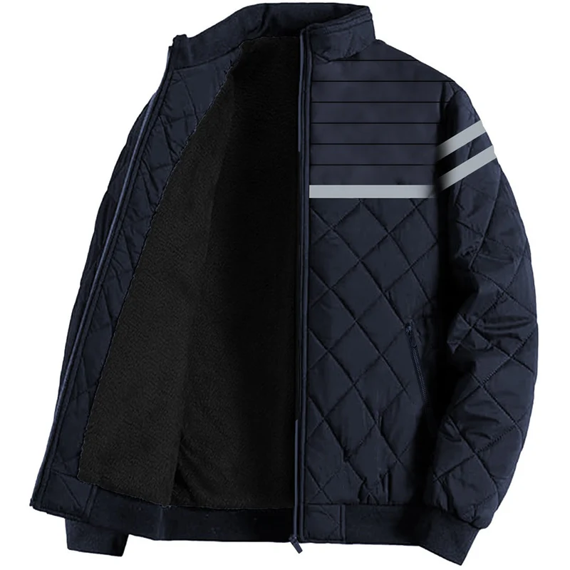 Imported Reflector Stripes Sherpa Lining Bomber Jackets For Men - Image 2