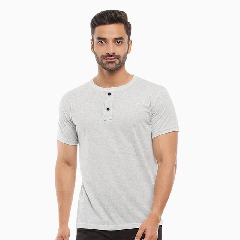 Henley Neck Nice Fit Soft Cotton